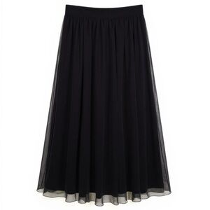 Catherines Womens Black Plus Chiffon Flowy Elastic Skirt 0X 14/16 Lined #1648